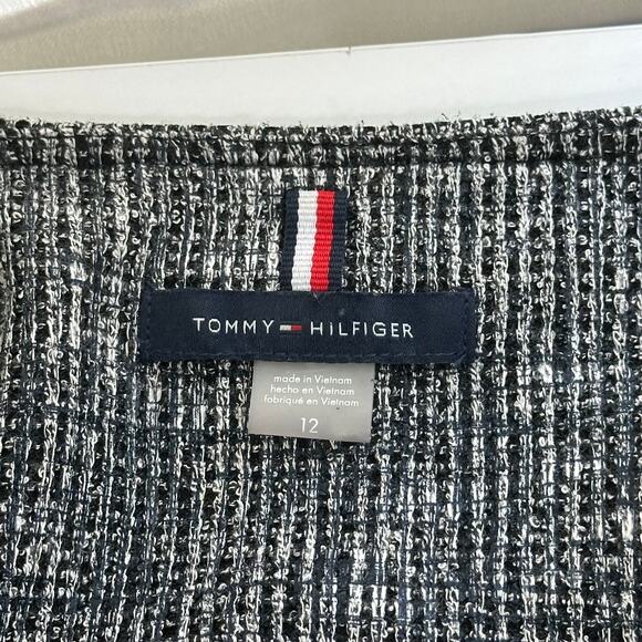 NWT Tommy Hilfiger Navy Blue Tweed Blazer Suit Jacket Zip Career Womens Size 12 - Picture 8 of 12